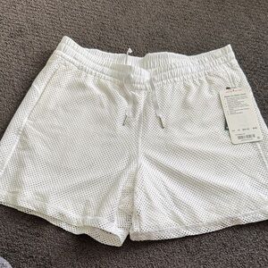 Lululemon White Mesh on Mesh Athletic Shorts